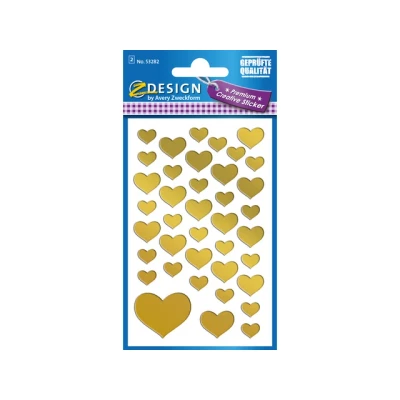 Afbeelding van Avery Av 53282 Folie Etiket Z Design Creative Pakje A 2 Vel Gouden Hartjes