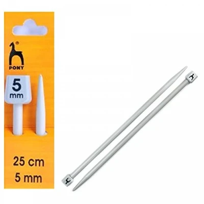 Afbeelding van Pony Klassiek: Breien Pinnen: Single Ended: 25cm x 5.00mm, Aluminium, Multi, 5mm