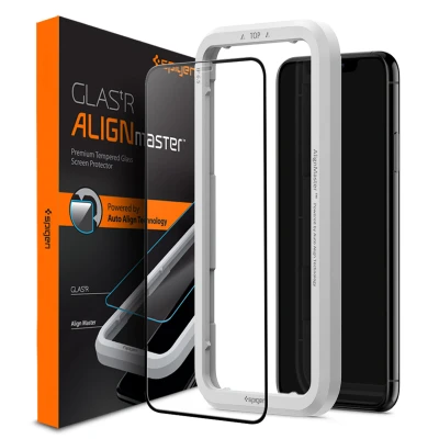 Afbeelding van Spigen AlignMaster Full Cover Glass met Montage Frame voor iPhone 11 Zwart