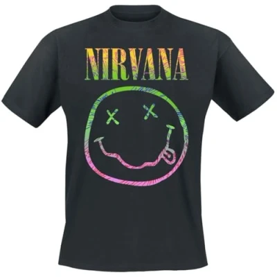 Afbeelding van Nirvana Sorbet Ray Happy Face Heren T shirt M Zwart