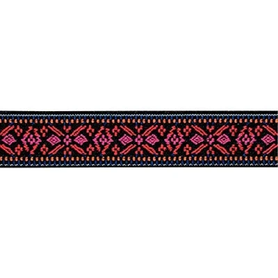 Afbeelding van Prym Rood &amp; Roze Bloemenmotief Elastisch 25mm/1in (7mtr), Polyester mengsel, Multi Colour, 15 x 3 cm