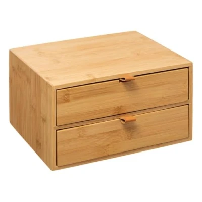 Afbeelding van 5Five Ladeblokje/bureau organizer 2x lades bamboe hout L25 x B14 H20 cm lichtbruin Ladeblok