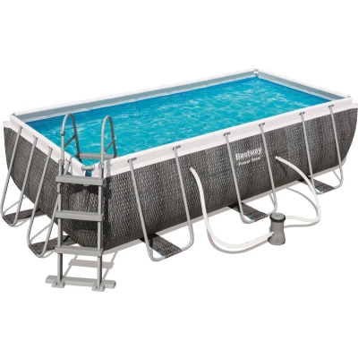 Afbeelding van Zwembad Mistral set rechthoek rotan 404*201*100 cm
