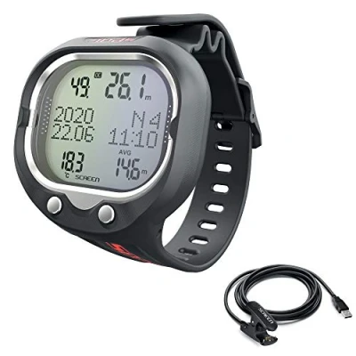 Afbeelding van Seac Screen + USB C duikcomputer voor de pols onderdompeling met één of meerdere mengsels en Freediving uniseks, volwassenen, zwart/rood, maat