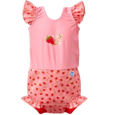Afbeelding van Splash About Happy Nappy Zwempak met ruches, Strawberry Field, 0 3 maanden