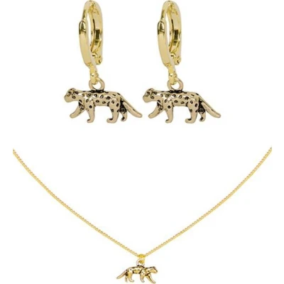 Afbeelding van Jomide Sieradenset Tijger Oorbellen + Ketting Goudkleurig