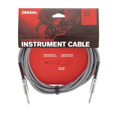 Afbeelding van D&quot;;Addario PW BG 15BG Braided instrumentkabel grijs 15ft (4.6 m) recht