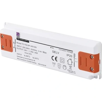 Afbeelding van TRU COMPONENTS TC YSL30F 2401250 LED transformator Constante spanning 30 W 1.25 A 24 V/DC Geschikt voor meubels, Oversp