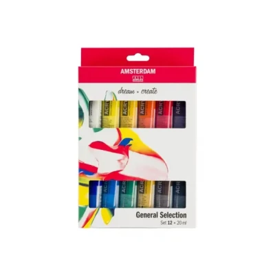 Afbeelding van Amsterdam acrylverf tube van 20 ml, etui 12 stuks in geassorteerde kleuren