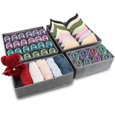 Afbeelding van talifoca organizer box, ondergoed set van 4, opbergdoos, kastorganizer, kledinglade stof, kledingorganizer voor ondergoed, beha&#039;s, sokken, sjaals en stropdassen