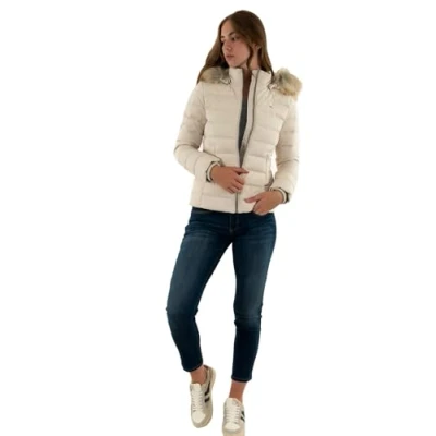 Afbeelding van Tommy Jeans Basic Hooded Jacket Gewatteerde jas, Dames, Maat: 54, Newsprint