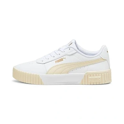 Afbeelding van Puma Carina 2.0 Sneakers laag, Dames, Maat: 37, White/sugared almond/gold Leer en imitatieleer