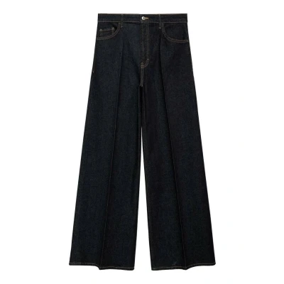Afbeelding van Mango denim wide leg regular waist broek dark blue