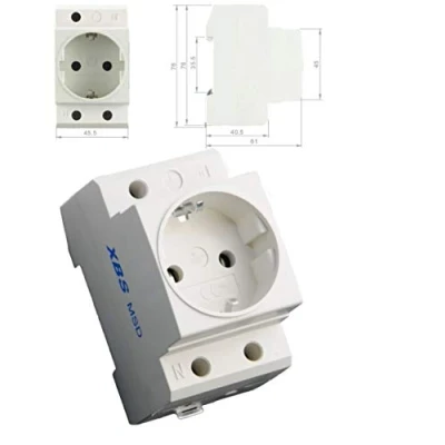 Afbeelding van 250 V/16 A inbouwstopcontact DIN rail tellerkast verdeler inbouw stopcontact