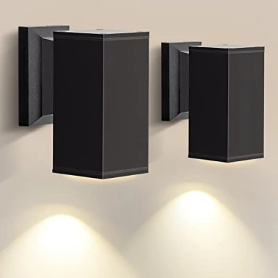 Afbeelding van Aigostar buiten wandlamp, GU10 antraciet aluminium inbouwspot, IP65 waterdichte buitenverlichting, geschikt voor balkon, garage, terras en tuin, exclusief gloeilamp, Zwart(2 stuks zonder lampen)