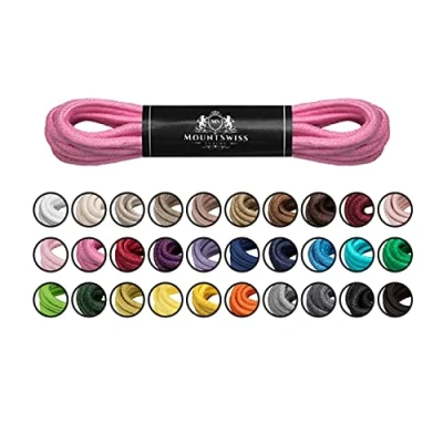 Afbeelding van Mount Swiss Luxe schoenveters, waterafstotende en scheurvaste veters, rond, diameter 2 3 mm, van fijn katoen/gewaxt, kleur: roze, lengte: 110 cm