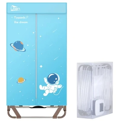 Afbeelding van Uten Elektrische wasdroger, draagbare kledingkast, droogmachine, geen installatie nodig, 140 cm, 1500 W, denim blauw