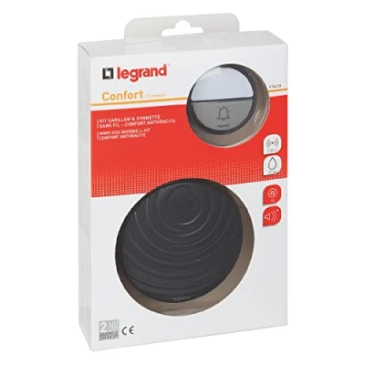 Afbeelding van Legrand 094253 Draadloze deurbelset Comfort met waterdichte belknop (IP44) op batterijen, bereik van 100 m, 1x gong 15 melodieën,