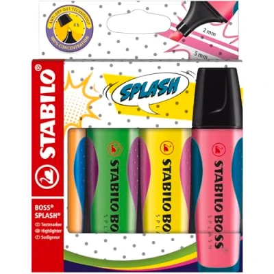 Afbeelding van STABILO BOSS SPLASH markeerstift, doos van 4 stuks markeerstift