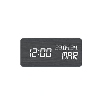 Afbeelding van Evoom Houten Thermometer Wekker Zwart Hout