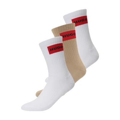 Afbeelding van HUGO Label 3 PACK Sokken, Heren, Maat: 39 42, Medium beige