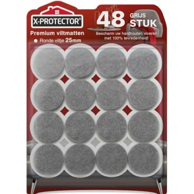 Afbeelding van Meubilair Pads Vloerbeschermers X PROTECTOR 48 stuks, Premium Grijs 25 mm Vilten voor Stoelpoten Meubelpoten Enorme Hoeveelheid Vloerbescherming