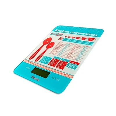 Afbeelding van Fisura Digitale keukenweegschaal. Originele elektronische weegschaal 5kg/11lbs. Multifunctionele Glas en ABS. 15cm x 22cm (Maatregelen voor gebak)
