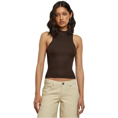 Afbeelding van Urban Classics Short Turtleneck Top, Dames, Maat: Large, Brown