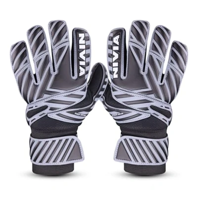 Afbeelding van Nivia Ditmar Spider Football/Soccer Goalkeeper Gloves with Wrist Support for Mens &amp; Womens (Black, Size Large) Material: Rubber Comfortable Fit ‎Extra Grip Football
