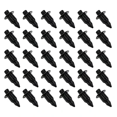 Afbeelding van eMagTech 30x Plastic Kuip Clip Klinknagel Trim Panel Retainer Zwart 6mm Gat Compatibel met Honda Yamaha Suzuki Kawasaki