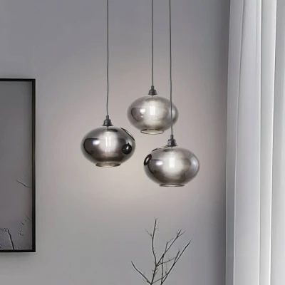 Afbeelding van Ferno 3 lichts hanglamp trap D61cm Metaal en glas Zwart Menzzo