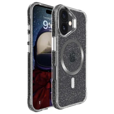 Afbeelding van Apple iPhone 16 Glitter Hoesje Kunststof imoshion Backcover/Hardcase Zilver Telefoonhoesje
