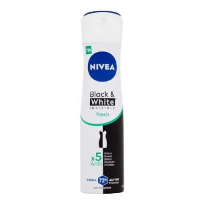 Afbeelding van NIVEA Black &amp; White Invisible Active Spray in verpakking van 6 stuks (6 x 200 ml), vlekspray voor damesverzorging, onzichtbare deodorant ter bescherming huid en kleding
