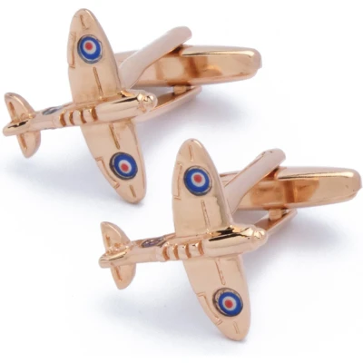 Afbeelding van Manchetknopen Spitfire Vliegtuig Rose Goud