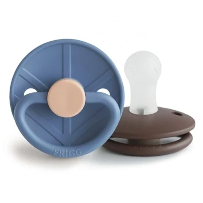Afbeelding van FRIGG Little Viking Siliconen fopspeen, verpakking met 2 fopspenen, gemaakt in Denemarken, BPA vrij, symmetrische kersenspeen (Ocean View/Cocoa, maat 1, 0 6 maanden)