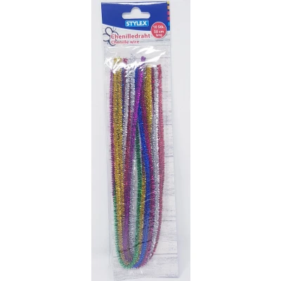 Afbeelding van STYLEX GLITTER CHENILLE DRAAD OM MEE TE KNUTSELEN 10 STUKS 50 CM