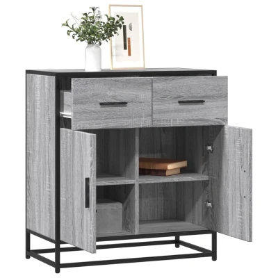 Afbeelding van vidaXL Dressoir 68x35x76 cm bewerkt hout en metaal grijs sonoma