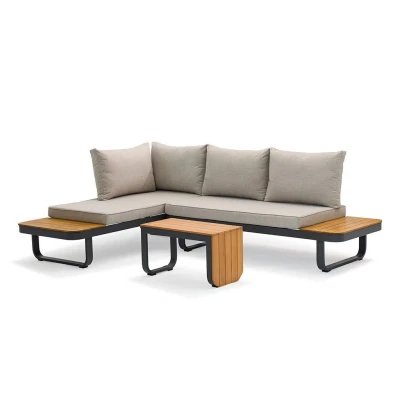 Afbeelding van SenS Line Samos multifunctionele loungeset Taupe Aluminium en acacia hout