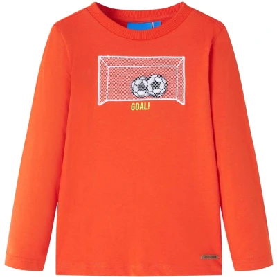 Afbeelding van vidaXL Kindershirt met lange mouwen voetbaldoelprint 128 feloranje