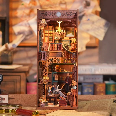Afbeelding van Tonecheer Book Nook: Violin Detective Agency Houten 3D puzzel Verlicht Sensor DIY miniatuurhuis TQ117