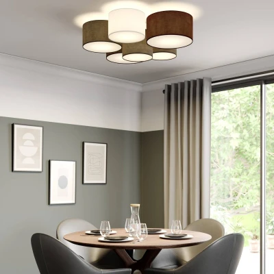 Afbeelding van Lindby plafondlamp 6lichts Stof, metaal H: 28.5 cm E27 grijs, wit, bruin
