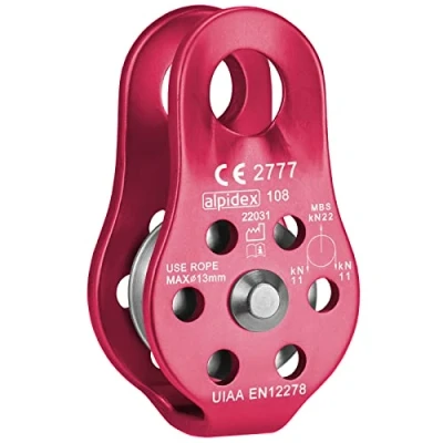 Afbeelding van ALPIDEX Katrol 22 kN Vaste Katrolblok Standaard EN12278 Touwen tot 13 mm Diameter Touwtakel Takel Rvs Roller Blokkabelrol voor Touwen, Kleur:rood