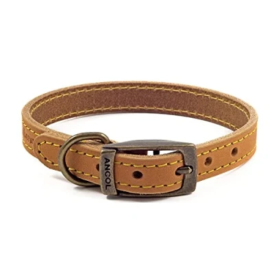 Afbeelding van Ancol Timberwolf Leren Halsband Mosterd om nek te passen 28 36 cm, (maat 3)