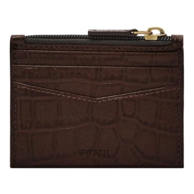 Afbeelding van FOSSIL Andrew Emboss Zip Card Case Brown Croco