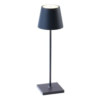 Afbeelding van Zafferano, Lampada Poldina Pro, Draadloze Oplaadbare Tafellamp met Touchbediening, Geschikt voor Woonkamer en Buiten, Dimmer, 2200 3000 K, Hoogte 38 cm, Kleur Staalblauw, Amazon Exclusive