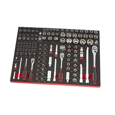 Afbeelding van AOK Professionele 130 Delige 1/4&quot;, 3/8&quot;, 1/2&quot; Doppenset Foam Inlay