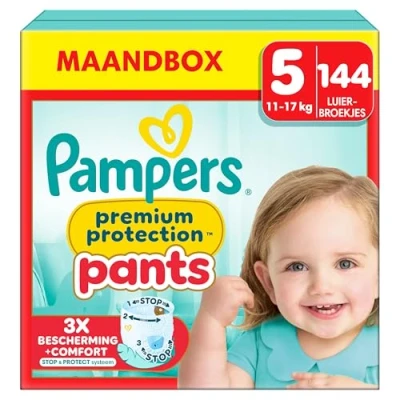 Afbeelding van Pampers Premium Protection Luierbroekjes Maat 5 (12 17 kg) 144 stuks