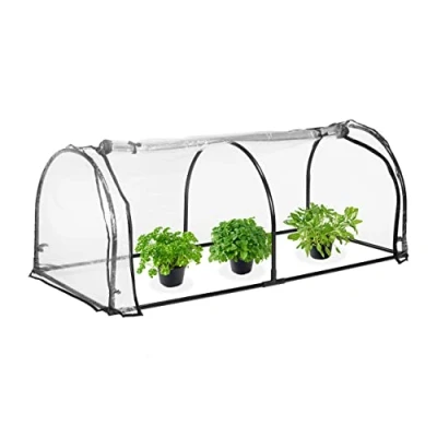 Afbeelding van Relaxdays kweekkas, HxBxD: 71 x 189 78 cm, brede deur, lage folietunnel, kweektunnel, plantentunnel, pvc, transparant