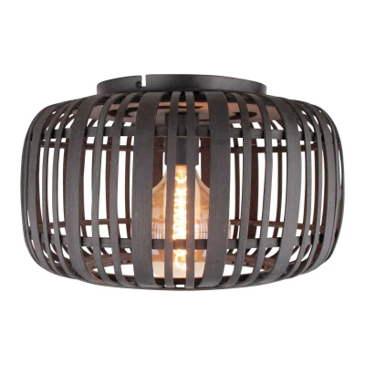 Afbeelding van Leen Bakker Brilliant Plafondlamp Woodrow 1lichts Zwart 39,5cm Plafondlampen Hout