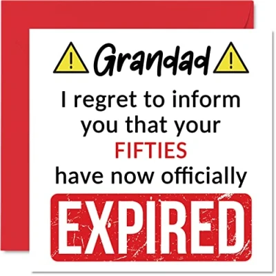 Afbeelding van Grappige 60e verjaardagskaarten voor opa je jaren vijftig zijn verlopen Happy Birthday Card van kleinzoon kleindochter, 145mm x Banter Joke Humor Bday wenskaarten cadeau